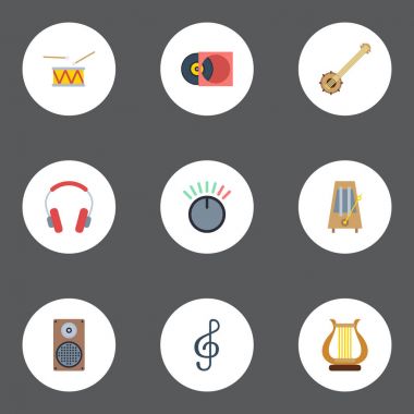 Düz topuz, Quaver, ses kutusu ve diğer vektör öğeleri. Ses düz simgeler kümesi de ses, hoparlör, kontrol nesneleri içerir.