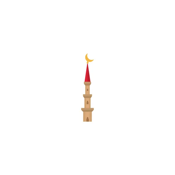 Elemento Minarete plano. Ilustración vectorial de mezquita plana aislada sobre fondo limpio. Se puede utilizar como mezquita, minarete y símbolos de construcción . — Vector de stock