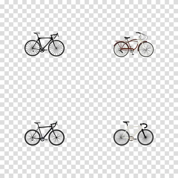 Realistic Exercise Riding, Cyclocross Drive, Journey Bike And Other Vector Elements. Set Of Bicycle Realistic Symbols Also Includes Bicycle, Bike, Cruise Objects. — Stock Vector