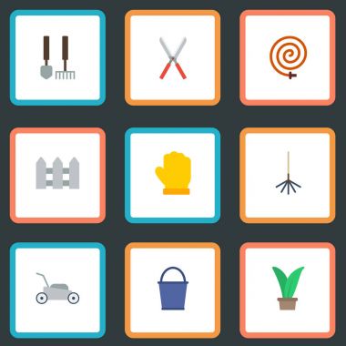 Düz simgeler makas, araçlar, çit ve diğer vektör öğeleri. Bahçe Bitkileri düz simgeler simge kümesi de içerir üretici, Bahçe, Hosepipe nesneleri.