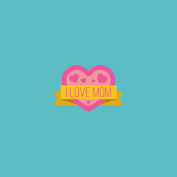 Icono plano I Love Mom Element. Ilustración vectorial de la etiqueta engomada plana del icono aislada en fondo limpio. puede ser utilizado como mami, amor y mamá símbolos . — Vector de stock