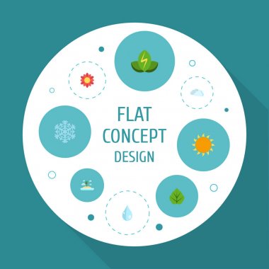 Düz simgeler su, güneş ışığı, Isle Beach ve diğer vektör öğeleri. Çevre düz simgeler simge kümesi de çiçek, su, Blob nesneleri içerir.