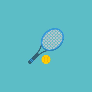 Düz simgesi Tenis öğesi. Vektör çizim üzerinde temiz arka plan izole düz simgesi roket. Tenis, top ve roket sembolleri kullanılabilir.