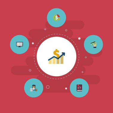 Düz simgeler muhasebeci, kart, muhasebe sistemi ve diğer vektör öğeleri. Düz simgeleri simgeleri kayıt kümesi de kredi, muhasebeci, yazılım nesneleri içerir.