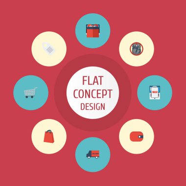 Düz simgeler otobüs, bugünü, destek ve diğer vektör öğeleri. Dergi düz simgeler simge kümesi de içerir satın alma, cep, kese nesneleri.