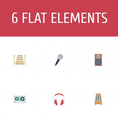 Düz simgeler kulaklık, Karaoke, müzik aleti ve diğer vektör öğeleri. Ayrıca kulaklık, kaset, ses nesneleri içeren küme melodi düz simgeleri simgeleri.