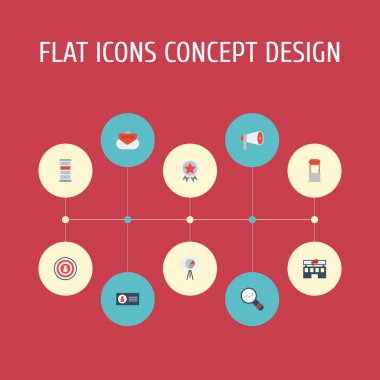 Düz simgeler reklam, vektör Ödülü, seyirci ve diğer öğeler. Düz simgeleri simgeleri pazarlama seti de içerir promosyon, istatistik, uygulama nesneleri.