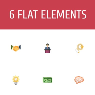 Düz simgeler sözleşme, para, iş adamı ve diğer vektör öğeleri. Projeler düz simgeler simge kümesi de para, beyin, şirket nesneleri içerir.