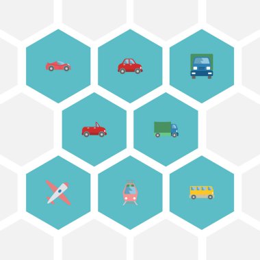 Düz simgeler lüks otomatik, tramvay, uçak ve diğer vektör öğeleri. Taşıma düz simgeler simge kümesi de kamyon, taşıma, uçak nesneleri içerir.