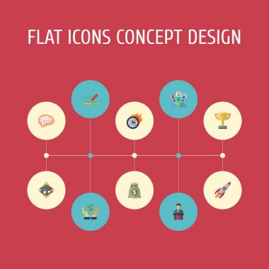 Düz simgeler roket, yönetim, iş adamı ve diğer vektör öğeleri. Başlangıç düz simgeler simge kümesi de içerir bitki, dış kaynak, kalkınma nesneleri.