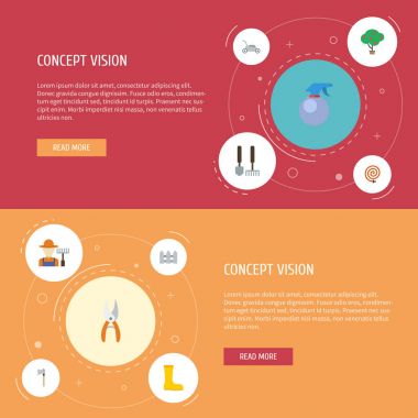 Düz simgeler budayıcı, üretici, çit ve diğer vektör öğeleri. Bahçe Bitkileri düz simgeler simge kümesi de içerir çilek, makas, Gumboots nesneleri.