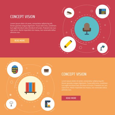 Simgeler masası ışık düz, hesaplamak, zımba ve diğer vektör öğeleri. Çalışma alanı düz simgeler simge kümesi de içerir Stand, makinesi, hesap makinesi nesneleri.