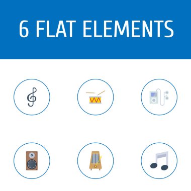 Düz simgeler sesi sembolü, ritim hareket, tef ve diğer vektör öğeleri. Ayrıca Quaver, hoparlör, oyuncu nesneleri içeren küme ses düz simgeleri simgeleri.