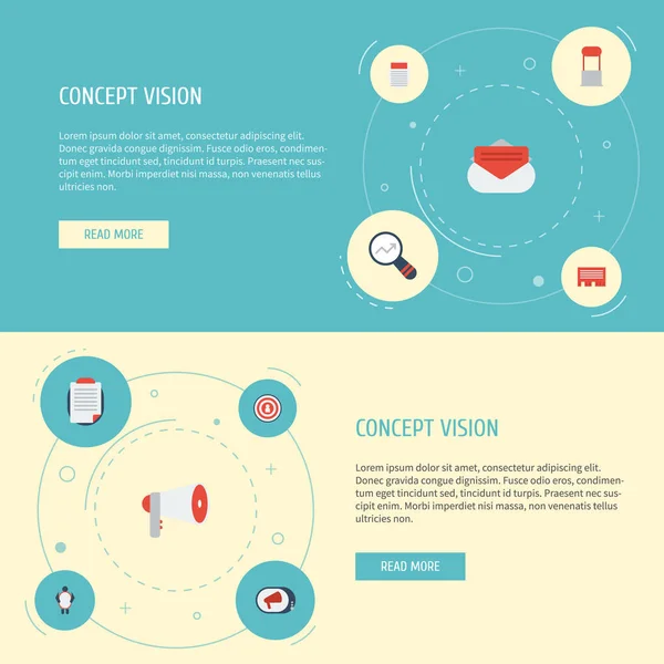 平面图标消息、 信、 电视和其他向量元素。广告平面图标符号集还包括站、 报纸、 放大镜对象. — 图库矢量图片