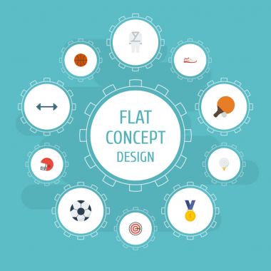 Düz simgeler ödül, Golf, top ve diğer vektör öğeleri. Etkinlik düz simgeler simge kümesi de Pong, Ayakkabı, Trekking nesneleri içerir.