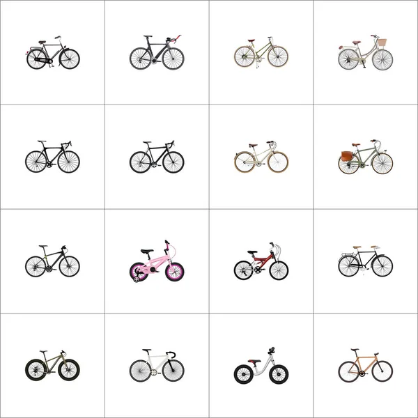 Realistic Working, Equilibrium, Hybrid Velocipede And Other Vector Elements. Set Of  Realistic Symbols Also Includes Hybrid, Dutch, Retro Objects. — Stock Vector