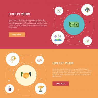 Düz simgeleri tasarım, yönetim, zamanlama ve diğer vektör öğeleri. Fikir düz simgeler simge kümesi de içerir geliştirme, beyin, ortaklık nesneleri.