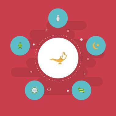 Düz simgeler Malay, yeni ay, cin ve diğer vektör öğeleri. Din düz simgeler simge kümesi de yıldız, Hat sanatı hocası, petrol nesneleri içerir.