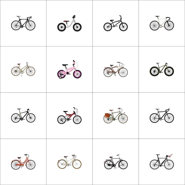 Realistic Road Velocity, Old, Working And Other Vector Elements. Set Of Bike Realistic Symbols Also Includes Teenager, Cruise, Bicycle Objects. — Stock Vector