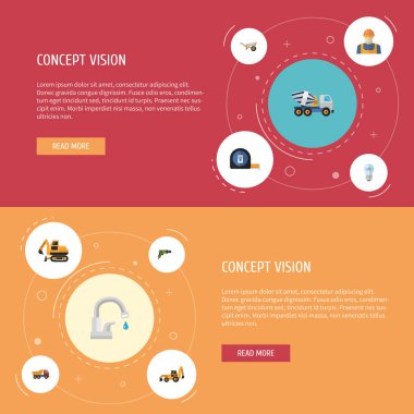 Düz simgeler musluk, rulo metre, elektrikli tornavida ve diğer vektör öğeleri. İnşaat düz simgeler simge kümesi de içerir bulutsuz, Beko, Damper nesneleri.