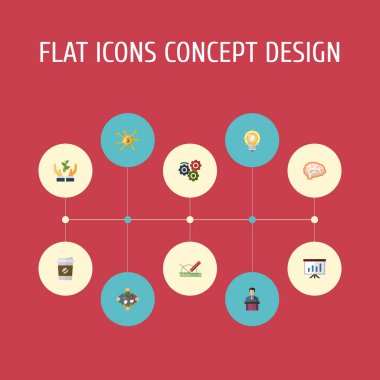 Düz simgeler zihin, yardım, gösteri ve diğer vektör öğeleri. Ayrıca bitki, süreç, Crowdfunding nesneleri içeren küme başlangıç düz simgeleri simgeleri.