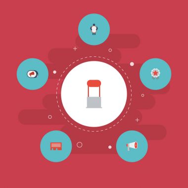 Afiş, megafon, ödül ve diğer vektör öğeleri düz simgeler adam. Düz simgeleri simgeleri reklam da reklam, adam, Banner nesneleri içerir.