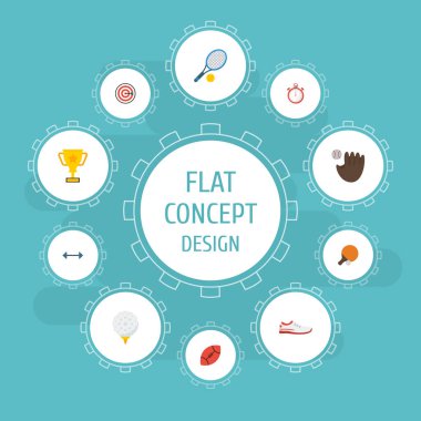 Düz simgeler roket, eldiven, Ayakkabı ve diğer vektör öğeleri. Ayrıca Ping, roket, Kettlebells nesneleri içeren küme spor düz simgeleri simgeleri.