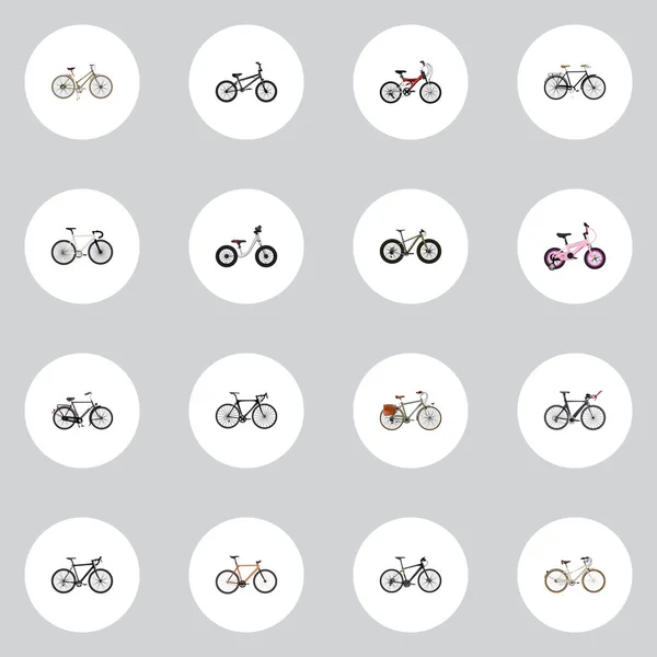 现实木料半灰泥，混合脚踏车、 竞争自行车和其他矢量元素。现实的符号集还包括轨道、 款式新颖、 邮递员对象. — 图库矢量图片