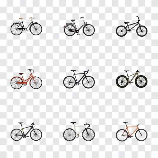 Realistico retrò, Timbered, Cyclocross Drive e altri elementi vettoriali. Set di simboli realistici bicicletta comprende anche bici, alla moda, oggetti in legno . — Vettoriale Stock