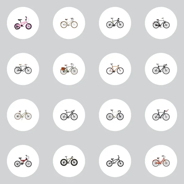 Realistic Fashionable, Cyclocross Drive, Old And Other Vector Elements. Set Of Bike Realistic Symbols Also Includes Extreme, Adolescent, Childlike Objects. — Stock Vector