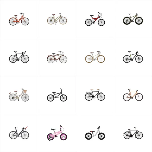 Realistic Equilibrium, Old , Brand Vector Elements. Set Of Bicycle Realistic Symbols Also Includes Retro, Equilibrium, Old Objects. — Stock Vector