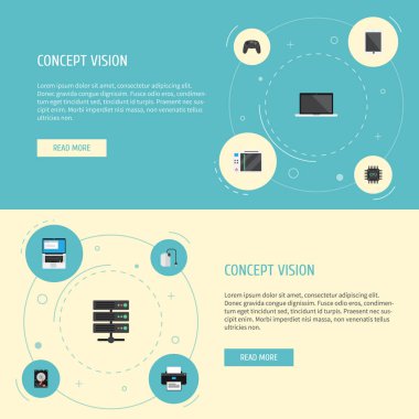 Düz simgeler dizüstü bilgisayar, yazıcı, depolama aygıtı ve diğer vektör öğeleri. Pc düz simgeler simge kümesi de klavye, avuçiçi, sunucu nesneleri içerir.