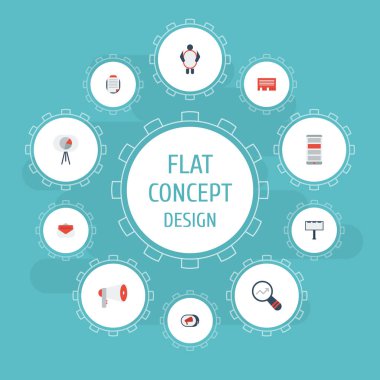 Afiş, televizyon, harf ve diğer vektör öğeleri düz simgeler adam. Düz simgeleri simgeleri reklam da içerir Billboard, afiş, kampanya nesneleri.