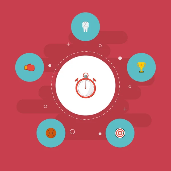 Ícones planos Cesta, Seta, Uniforme e outros elementos vetoriais. Conjunto de símbolos de ícones planos de esporte também inclui cronômetro, segundo, objetos de bola . —  Vetores de Stock