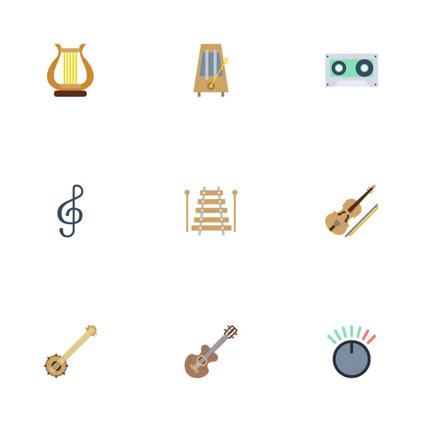 Fita de ícones planos, Fiddle, botão e outros elementos vetoriais. Conjunto de símbolos de ícones planos de estúdio também inclui Fiddle, Acústico, objetos de movimento . —  Vetores de Stock