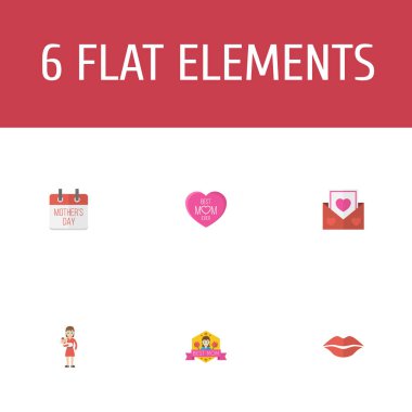 Mutlu anneler günü hiç düz simgesi düzen tasarım özel gün, öpücük ve en iyi anne ile simgeler. Güzel anne güzel kadınsı tasarım sosyal, Web ve baskı için.