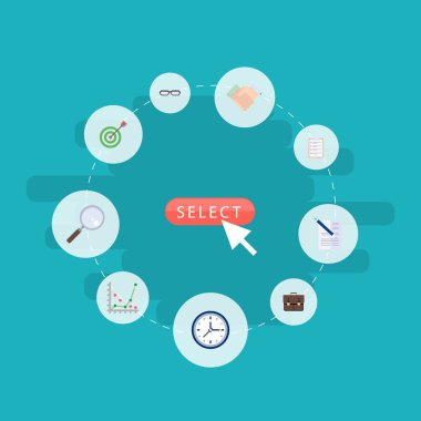 Düz simgeler görev listesi, diyagram, Büyüteç'i ve diğer vektör öğeleri. Ticaret düz simgeler simge kümesi de diyagramı, zamanlama, hedef nesneleri içerir.