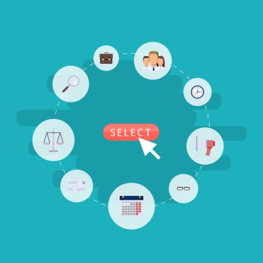 Düz simgeler saat, grup, gözlük ve diğer vektör öğeleri. Ticaret düz simgeler simge kümesi de grup, Terazi, büyük nesneleri içerir.