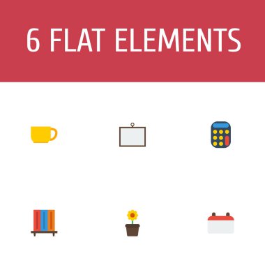 Düz simgeler tarihi, beyaz tahta, çay ve diğer vektör öğeleri. Ayrıca takvim, çay, beyaz tahta nesneleri içeren küme Office düz simgeleri simgeleri.