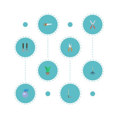 Düz simgeler demir testeresi, komisyon, araçlar ve diğer vektör öğeleri. Bahçe Bitkileri düz simgeler simge kümesi de Bahçe, Harrow, makas nesneleri içerir.