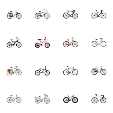Gerçekçi eğitim araç, şık, Cyclocross sürücü ve diğer vektör öğeleri. Bisiklet gerçekçi simgeler kümesi de Retro, kadın, aşırı nesneleri içerir.