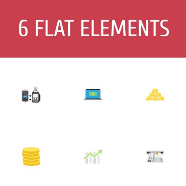 Düz simgeler külçe, küçük bir değişiklik, uzak ödeme ve diğer vektör öğeleri. Finans düz simgeler simge kümesi de içerir dizüstü, barlar, Ingot nesneleri.