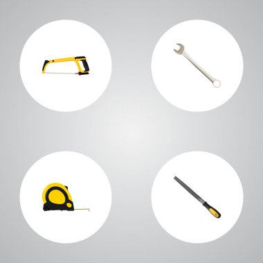 Gerçekçi uzunluğu rulet, kalemtıraş, anahtar ve diğer vektör öğeleri. Aletleri gerçekçi simgeler kümesi de aracı, Zımpara, ölçü birimi nesneleri içerir.