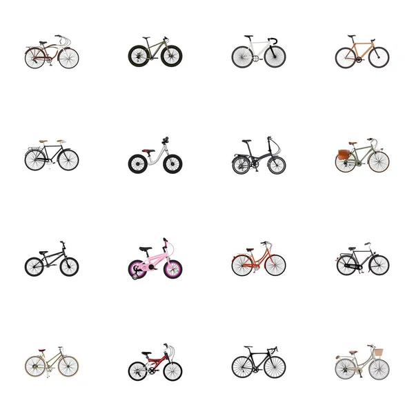 Realistic Timbered, Fashionable, Childlike And Other Vector Elements. Set Of Bike Realistic Symbols Also Includes Dutch, Retro, Vintage Objects. — Stock Vector