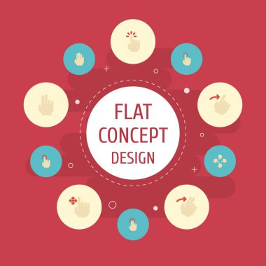 Değil düz simgeler, vektör iki, jest ve diğer öğeleri. Hareketleri düz simgeler simge kümesi de içerir tokatlamak, iki, slayt nesnesi.