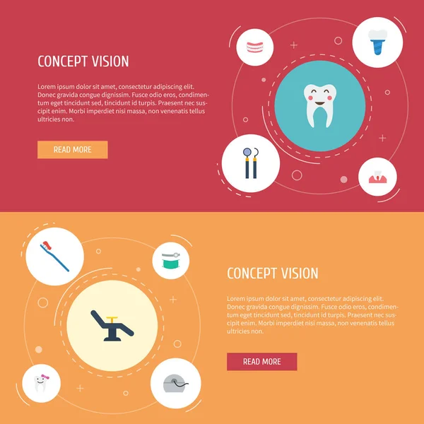 Düz simgeler hijyen, yapay diş, çocuk diş hekimi ve diğer vektör öğeleri. Ayrıca tıp, dişeti iltihabı, diş fırçası nesneleri içeren küme diş düz simgeleri simgeleri.