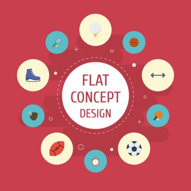 Düz simgeler buz önyükleme, Kettlebells, Golf ve diğer vektör öğeleri. Fitness düz simgeler simge kümesi de buz, halter, yarasa nesneleri içerir.