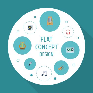 Düz simgeler Karaoke, ritim hareket, teyp ve diğer vektör öğeleri. Müzik düz simgeler simge kümesi de içerir teyp, pikap, ritim nesneleri.