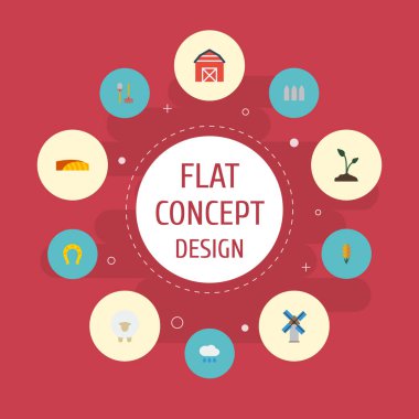 Düz simgeler kuzu, Filiz, tahıl ve diğer vektör öğeleri. Tarım düz simgeler simge kümesi de içerir ahşap, komisyon, aracı nesneleri.