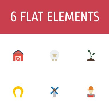 Düz simgeler Filiz, kuzu, üretici ve diğer vektör öğeleri. Ayrıca toprak, Filiz, Ewe nesneleri içeren küme tarım düz simgeleri simgeleri.